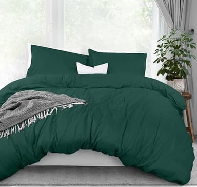 Utopia Bedding Duvet Cover Queen Size - 3 Piece with Zipper Closure - 1 Comforter Cover 90X90 Inches & 2 Pillow Shams 20X26 Inches (Emerald) Comforter Not Included - Image 1