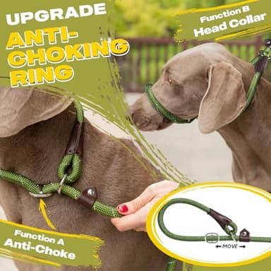 Fida Durable Slip Lead, 6 FT x 1/2" Heavy Duty Loop Leash, Comfortable Strong Rope for Large, Medium Dogs, No Pull Pet Training with Highly Reflective, Green - Image 3