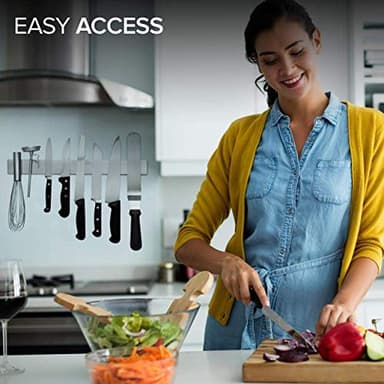 Modern Innovations 16 Inch Stainless Steel Magnetic Knife Bar with Multi-Purpose Functionality as a Knife Holder, Knife Strip, Magnetic Tool Organizer, Art Supply Organizer & Home Organizer - Image 7