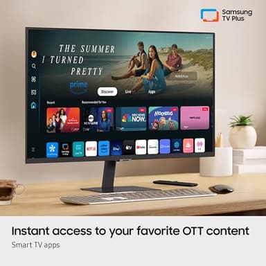 SAMSUNG 32-Inch M7 (M70D) Series 4K UHD Smart Monitor with Streaming TV, Speakers, HDR10, USB-C, Multiple Ports, Gaming Hub, SolarCell Remote, Vision Accessibility Tools, LS32DM702UNXGO, 2024, Black - Image 6