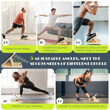 Slant Board for Calf Stretching, Adjustable Portable Wooden Incline Board for Calf Stretcher with Training Poster, 300 Lbs Weight Capacity Physical Therapy Equipment for Leg, Knees, Heel, Ankle - Image 5