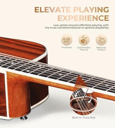Vangoa 12 String Guitar Acoustic Electric, Upgraded Guitar 12 Strings Bundle for Beginner Intermediate Adults Teens, Guitarra de 12 Cuerdas, Sapele Body Bone Nut, Brown Glossy - Image 4