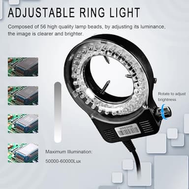 NICE-POWER Digital Microscope with Metal Base, 13MP 1080P HDMI VGA Industrial Microscope Magnifier, 130X Zoom C-Mount HD Lens, LED Ring Light, Soldering Electronic Repair Bench Microscopes - Image 5