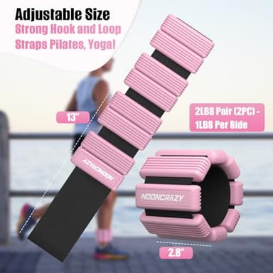 Pilates Wrist Ankle Weights for Women, Wearable Strong Arm & Leg Weights Set of 2(1Lbs Each), Adjustable Ankle Weights for Walking, Yoga, Dance, Barre, Gym - Image 4