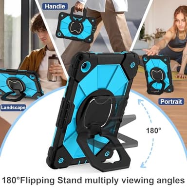 Scnioy for Galaxy Tab A9 Plus Case 11 Inch, Rugged Case for Samsung Galaxy A9+ Tablet with Screen Protector 360 Rotating Stand Shoulder Strap Pen Holder, 2023 Model(SM-X210/X216/218), Black Blue - Image 6