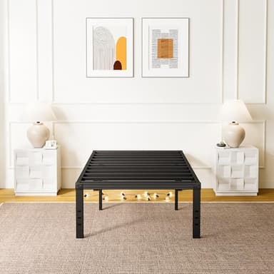 ZIYOO Twin Bed Frames, 18 Inches Platform Bed Frame, 1000lbs Heavy Duty Steel Slat, Non-Slip Design, No Box Spring Needed, Easy Assembly, Quiet Noise Free, Under Bed Storage Space, Black - Image 6