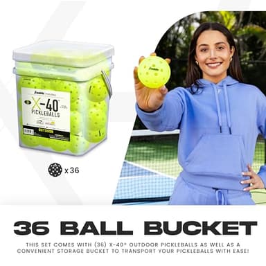 Franklin Sports X-40 Yellow Outdoor Pickleballs - USAPA Regulation Size - 36 Pack Bulk Set - Image 2