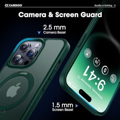 CASEKOO Designed for 14 Pro Max Case with Magnetic Invisible Stand [Military Drop Protection] [Compatible with MagSafe] Shockproof Slim Translucent Matte Promax Case 6.7 Inch, Green - Image 8