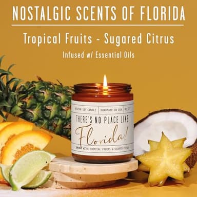 Florida Gifts, Florida Decor for Home - 'There's No Place Like Florida Candle, w/Tropical Fruits & Sugared Citrus I Florida Souvenirs I Florida State Gifts I 9oz Jar, 50Hr Burn, USA Made - Image 2