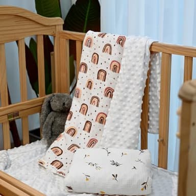 Soarwg Kids Baby Blanket Unisex Newborn, Super Soft Nursery Minky Blankets with Muslin Cotton for Boys Girls, Toddler Baby Nursery Bed Blanket Shower Gifts, 30 x 40 Inch - Image 2