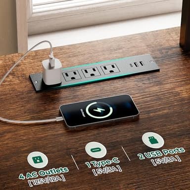 Huuger 63 Inch LED TV Stand for 65 70 Inch TV, Entertainment Center with Open Shelves and Power Outlets, TV Console for Living Room, Media Console with Drawers, Rustic Brown, 8779FC - Image 4