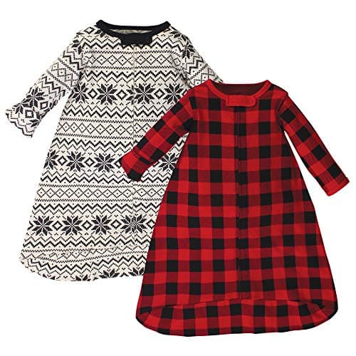 Touched by Nature Unisex Baby Organic Cotton Long-Sleeve Wearable Sleeping Bag, Sack, Blanket, Buffalo Plaid, 3-9 Months