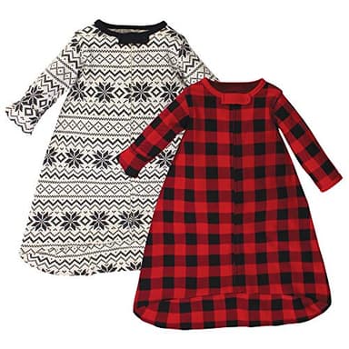 Touched by Nature Unisex Baby Organic Cotton Long-Sleeve Wearable Sleeping Bag, Sack, Blanket, Buffalo Plaid, 3-9 Months
