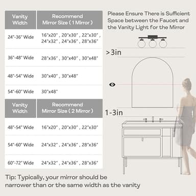 Minuover 22" x 30" Black Arched Mirror, Arch Wall Mirror, Metal Frame Black Bathroom Mirror, Arched Top Bathroom Vanity Mirror for Living Room, Bedroom, Entryway, Tempered Glass, Shatter Proof - Image 7