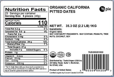 Yupik Organic Deglet Nour Pitted Dates, 2.2 lb, Non-GMO, Vegan, Gluten-Free, Kosher, Dried Fruits, No Pits, No Added Sugar, Source of Fiber, Healthy Snacks, Ideal for Baking, Topping & Inclusions - Image 2