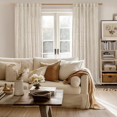 YoungsTex Natural Linen Curtains 90 Inches Long for Living Room Back Tab Textured Light Filtering Window Drapes with Ring Clips for Bedroom Dining Room, 52 X 90 Inch, 2 Panels - Image 8