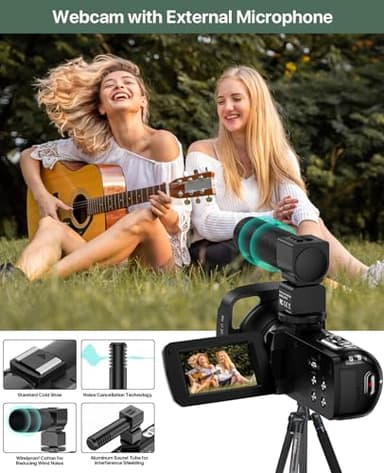 4K Video Camera Camcorder 64MP Vlogging Camera for YouTube 3.0" Touch Screen 18X Digital Zoom IR Night Vision with External Stereo Microphone,Remote,Lens Hood,Handheld Stabilizer,32G Card &2 Batteries - Image 5