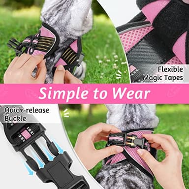 rabbitgoo Cat Harness and Leash Set for Walking Escape Proof, Adjustable Soft Kittens Vest with Reflective Strip for Cats, Comfortable Outdoor Vest, Pink, M - Image 2