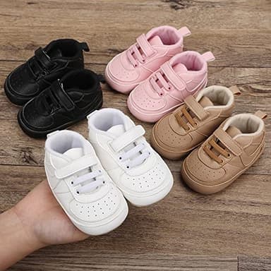 Clowora Unsex Baby Shoes Boys Girls Infant Sneakers Non-Slip Soft Rubber Sole Toddler Crib First Walker Lightweight Shoes (A02/Pink,3-6 Months) - Image 5