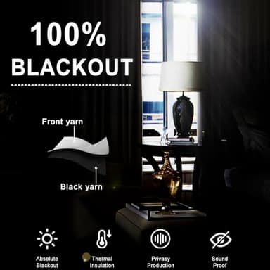 XWZO 100% Blackout Curtains - Thermal Insulated Black Liner Curtains, Noise Reducing and Heat Blocking Drapes for Hall and Studio Windows with Tiebacks, Stone Blue, W52 x L72, Set of 2 - Image 2