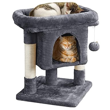 Yaheetech 23.5in Cat Tree Tower, Cat Condo with Sisal-Covered Scratching Posts, Cat House Activity Center Furniture for Kittens, Cats and Pets - Dark Gray - Image 1