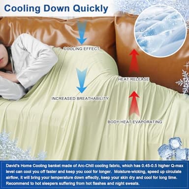 David's Home Double Side Summer Cooling Blanket Queen, Arc-Chill Q-Max>0.5 Breathable Lightweight Skin-Friendly for Hot Sleepers, Portable Durable Versatile for Home Office Car Picnic, Gross Green - Image 2