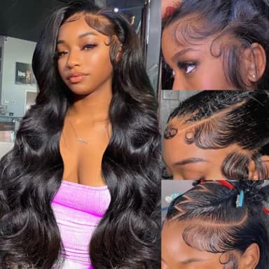 CRCCRC 30 Inch 13x6 Lace Front Wigs Human Hair 200% Density Body Wave HD Lace Front Wigs Human Hair Pre Plucked Natural Color Glueless Wig 100% Virgin Lace Front Wigs for Women - Image 1