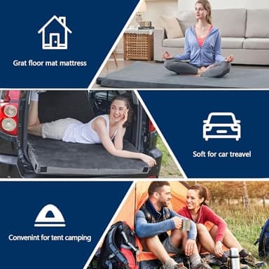 CYMULA CertiPUR-US Memory Foam Camping Mattress Pad, Portable Foam Sleeping Pad for Camping, Roll up Sleeping Mat for Adults Floor Mattress Guest Floor Bed for Sleepover, Car, Tent SUV Cot Mattress - Image 4
