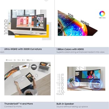 SAMSUNG 34” ViewFinity (S65TC) Series Ultra-WQHD 1000R Curved Computer Monitor, HDR10, 100Hz, AMD FreeSync, Thunderbolt 4, Height Adjustable Stand, Built-in Speakers, Eye Care, LS34C650TANXGO, 2024 - Image 7