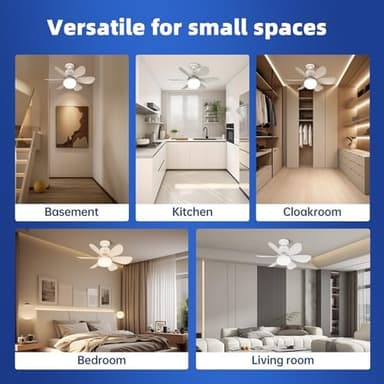 Socket Fan Light - Ceiling Fans with Lights and Remote/Socket Extender,Adjustable brightness and 3 color temperature of lighting Wind Ceiling Fan for Bedroom, Kitchen, Living Room (Crystal - Image 6