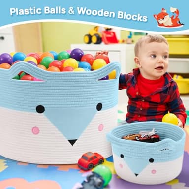 AXHOP Large Baby Basket Toy Storage 3 Pack, (20"x13.8") Woven Baby Laundry Basket Blanket Basket, Stuffed Animal Storage, Baby Gift Basket Empty, Toy Basket for Kids, Dog, Cat. - Image 6