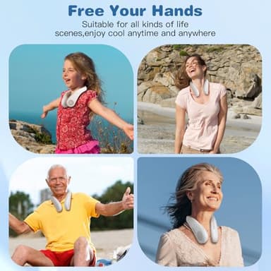 SMSELER Portable Bladeless Neck Cooling Fan: 6000mAh Rechargeable, 3-Speed Wearable Personal Air Conditioner, Hands-Free Quiet Cooling,Birthday Gifts for Men Women Dad Mom (White) - Image 6