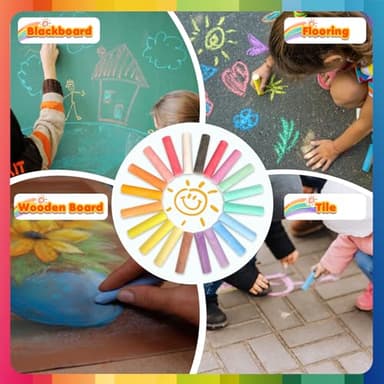 200PCS Washable Sidewalk Chalks Set in 20 Colors: Jumbo Drawing Chalk for Kids Outdoor Art, Non-Toxic Dustless Colored Giant Box Chalkboard Chalk for Toddler Painting on Blackboard, Playground, Party - Image 6