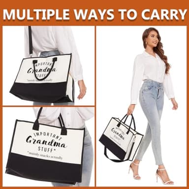Grandma Gifts Grandma Appreciation Tote Bag & Makeup Bag Grandmother Gifts from Granddaughter Cosmetic Bag Presents for Grandma Women Mimi Nana Canvas Bag for Party Birthday Retirement Mothers Day - Image 2
