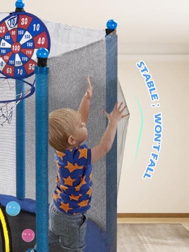BLUERISE 55IN Toddler Trampoline with Enclosure Net Easy to Assemble Kids Baby Indoor Recreational Trampoline Outdoor - Image 3