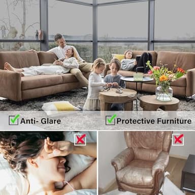 Kromapolis One Way Window Privacy Film Reflective Mirror Home Window Tint, Daytime Privacy Heat Control Anti UV Glass Tinting Static Cling (Silver, 45.2 x 236.2 inch) - Image 5