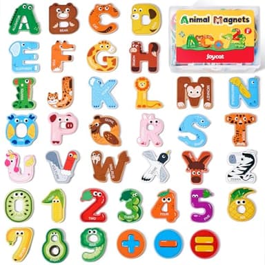 JoyCat Wooden Thick Alphabet Magnets for Toddlers Fridge Large Size Cute Animal Colorful ABC Magnetic Letters 26 Uppercase Letters 0-9 Numbers Toy Set for Kids Toddlers Preschool Learning Spelling - Image 1