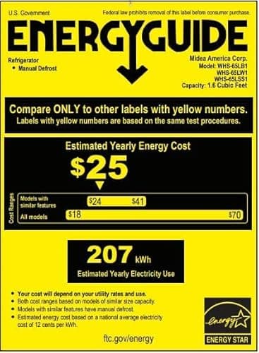 Midea WHS-65LB1 Compact Single Reversible Door Refrigerator, 1.6 Cubic Feet(0.045 Cubic Meter), Black - Image 10