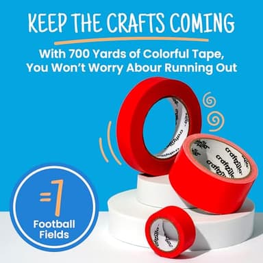 Craftzilla Colored Masking Tape - 7 Roll Multi Pack - 210 Feet x 1 Inch of Colorful Craft Tape for Arts & Crafts, Labeling and Color- Coding - Image 3