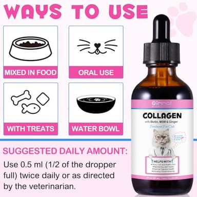 Collagen for Cats, Cat Collagen Liquid Drops for Cats with Biotin, MSM & Ginger Digestive & Immunity Support, Itch Relief, Skin & Coat and Joint Health, Cat Supplement 60ml ﻿ - Image 5
