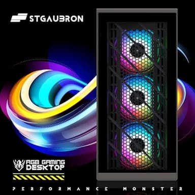 STGAubron Gaming PC Computer Desktop, Intel i7 Xeon E5 2.8GHz, Radeon RX 550 4G, 16GB DDR4, 512GB SSD, WiFi, BT 5.0, RGB Fan x4, Windows 11 Home - Image 2