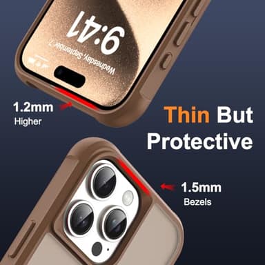 SKYLMW Compatible with iPhone 15 Pro Max Case with Invisible Magnetic O-Ring Stand Military-Grade Translucent Case for iPhone 15 ProMax 6.7" [Compatible with Mag-Safe][Great Grip Feeling],Desert Brown - Image 6
