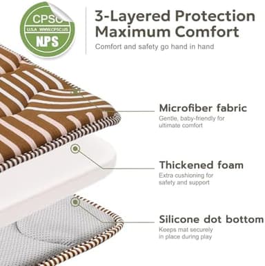 Mallify Soft Thicker Baby Mat for Floor 50"x50", Non-Slip Baby Play Mat, Easy to Clean 50x50 Playpen Mat, Portable Playmat, Crawling Mat for Infants, Babies, Toddlers, Activity Mat, Rainbow, Brown - Image 7