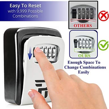 Key Lock Box with Code for Outside - Wall Mount Lockbox for Keys Outdoor - Combination Lock Box to Hide a Key Outside - Key Cabinets - Image 3