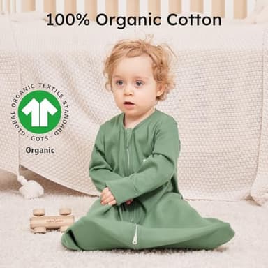 Yoofoss Baby Sleep Sack 0-6 Months Long Sleeve Wearable Blanket Baby 100% Organic Cotton 2-Way Zipper 0.5 Tog Newborn Sleeping Sack, Lightweight(Small) - Image 2