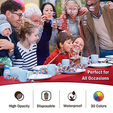 Party Solids 6-Pack Premium Plastic Tablecloth 54in. x 108in. Rectangle Plastic Table Cover - Red - Image 5