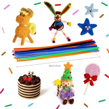 Caydo 200 PCS Thick Pipe Cleaners Craft Supplies Multi-Color Chenille Stems for Art and Craft Projects Creative DIY Decorations (12inch x 6mm) - Image 9