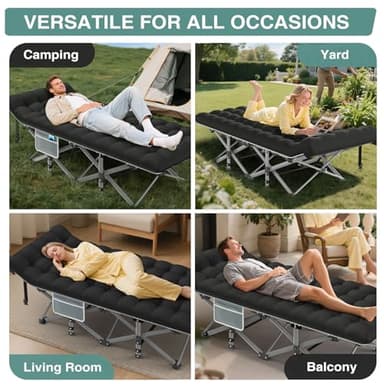 ZENPETIO Camping Cot for Adults, Heavy-Duty Portable Cot Bed with Mattress, Foldable Padded Sleeping Cots for Camping Travel Tent Day Bed Outdoor & Home Guest, Max Load 500 LBS, 75x28x15” - Image 6
