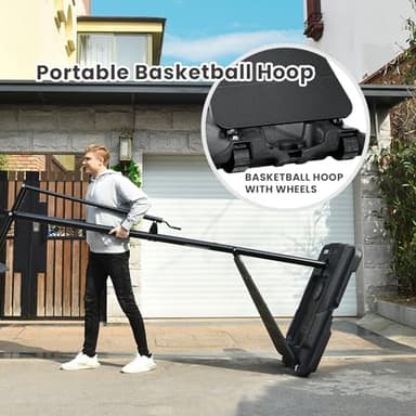 Basketball Hoop Outdoor 44/48Inch Impact Backboard, 5.3-10FT Height Adjustable Basketball Hoop Goal System with Portable Wheels for Adults - Image 7