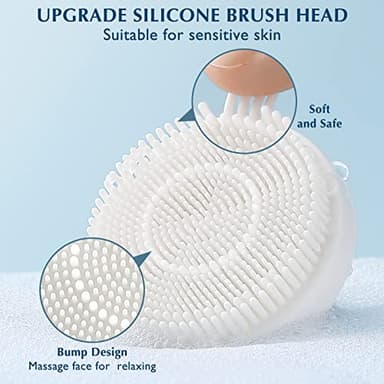 COSLUS Facial Cleansing Brush Silicone Face Scrubber: 2 in1 FBS-D Electric Exfoliating Massage Device Waterproof Deep Cleaning Exfoliation Rotating Spa Machine - Electronic Skin Care Wash Clean System - Image 8